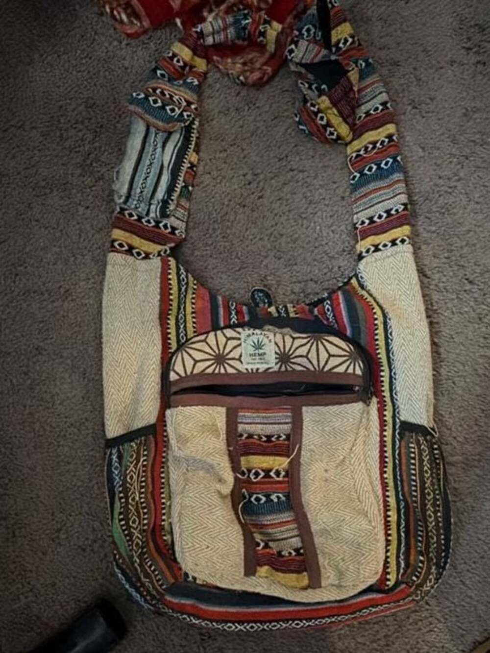 Himalayan Hemp THC Free Made in Nepal Patchwork Shoulder Bag